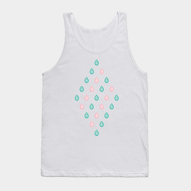 Turquoise blue and coral pink raindrops Tank Top by Savousepate